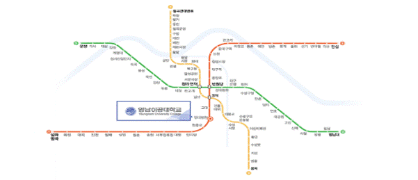 영남이공대학교 인근 대구 지하철 노선 안내도